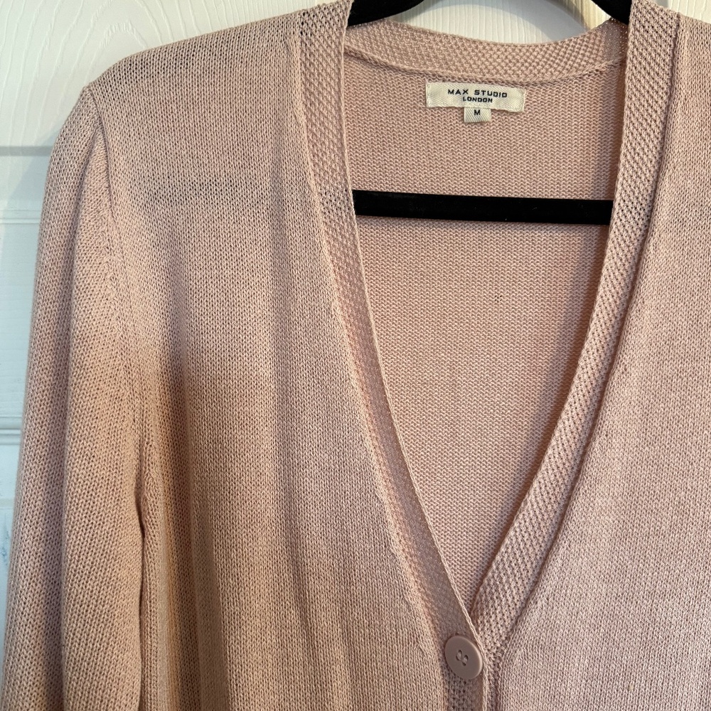 Max Studio Lightweight V neck Cardigan muted pink Size M